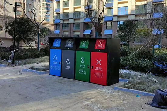 四分類垃圾桶罩，垃圾分類亭